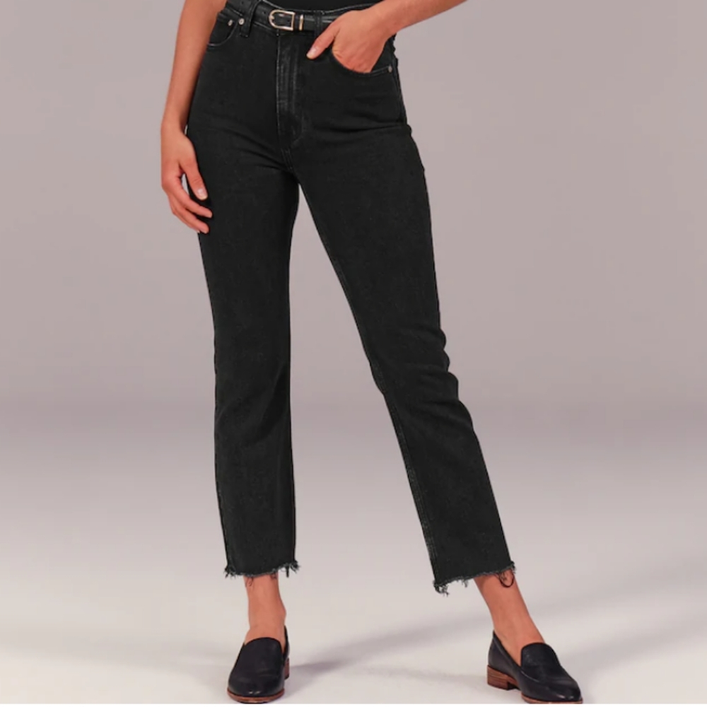 A&F Ultra High Rise Ankle Straight Jeans
